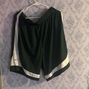 Nike Dark Green and White Sports Shorts